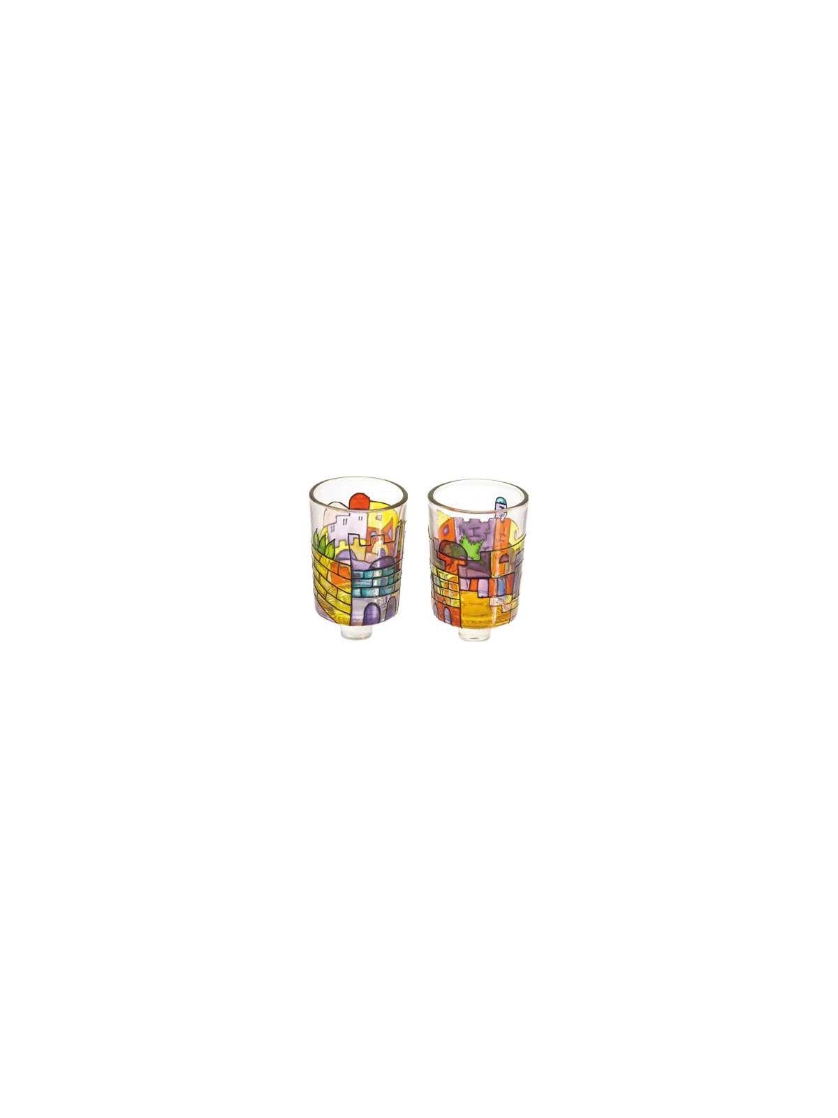 Jerusalem Neronim Glass Candle Holder | Candle Holders | Judaica